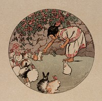 Helen Hyde's Feeding the Bunnies (1912). Original public domain image from the Smithsonian.