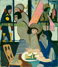 Cafe (1928) painting in high resolution by Ernst Ludwig Kirchner. 