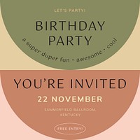 Birthday party Instagram post template, editable text psd