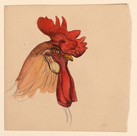 Head of a Rooster (ca. 1900) by Samuel Colman.  