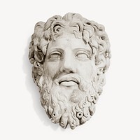 Zeus head sculpture, historical statue psd