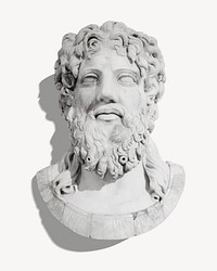 Zeus head sculpture, historical statue psd