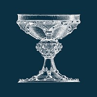 Victorian goblet, white illustration, design element psd