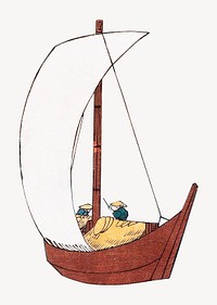Utagawa Hiroshige's Sailing Boat psd.  Remastered by rawpixel. 