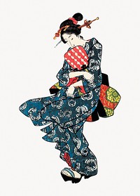 Japanese woman character illustration.  Remastered by rawpixel. 