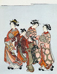 Japanese women (1766) vintage woodblock print by Suzuki Harunobu. Original public domain image from The Minneapolis Institute of Art.    Digitally enhanced by rawpixel.