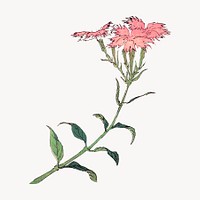 Hokusai&rsquo;s pink flowers.  Remastered by rawpixel. 