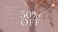 Shop sale editable template psd for social media ads with 50% off text