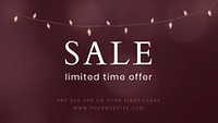 Sale limited time offer psd social media editable template with string lights