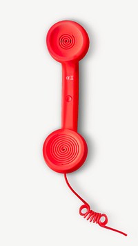 Red landline telephone collage element psd