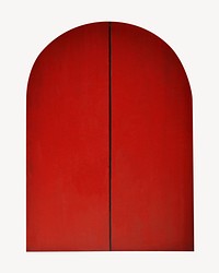 Red wooden door collage element psd