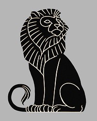 Black lion, animal illustration psd.  Remastered by rawpixel