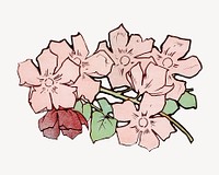 Pink flowers, vintage botanical illustration psd.  Remastered by rawpixel