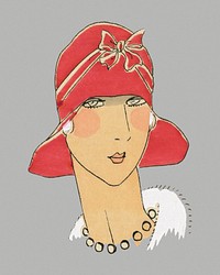 Vintage woman's hat fashion.  Remastered by rawpixel
