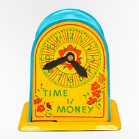 Clock shaped piggy bank (20th century) figure. Original public domain image from The Minneapolis Institute of Art. Digitally enhanced by rawpixel.