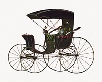 Vintage chariot, old transportation vehicle illustration.   Remixed by rawpixel.