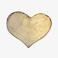 Wooden heart collage element, isolated image psd