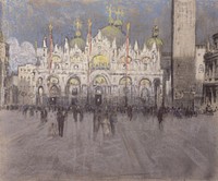 St. Mark's sunset (ca. 1901-1905) drawing in high resolution by Joseph Pennell.