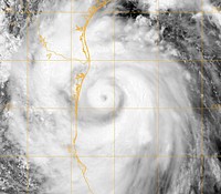 An image provided by the U.S. Naval Research Laboratory in Monterey, Calif., from a GOES-12 satellite shows Hurricane Alex at 1:00 p.m.