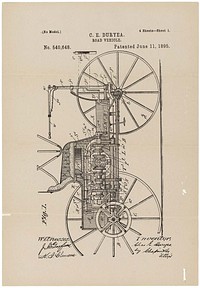 Patent Drawing for the Duryea Road Vehicle, 06/11/1895 - 06/11/1895. Original public domain image from Flickr