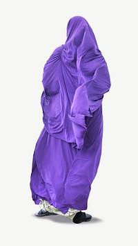 Purple cloaked woman collage element psd