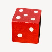 Red dice cube collage element psd