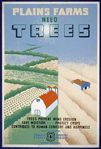 Plains farms need trees Trees prevent wind erosion, save moisture ... protect crops, contribute to human comfort and happiness J. Dusek.