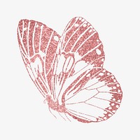 Pink sparkly butterfly, aesthetic graphic. Remixed from the artwork of E.A. Séguy.