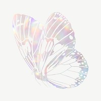 Sparkly holographic butterfly, aesthetic collage element psd. Remixed from the artwork of E.A. S&eacute;guy.