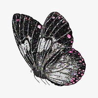 Black glittery butterfly, aesthetic graphic. Remixed by rawpixel.