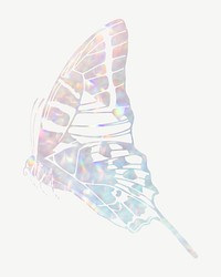 Sparkly holographic butterfly, aesthetic collage element psd. Remixed from the artwork of E.A. Séguy.