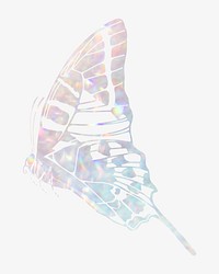 Sparkly holographic butterfly, aesthetic graphic. Remixed from the artwork of E.A. Séguy.