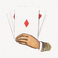 Cards in hand illustration.  Remastered by rawpixel