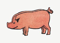 Pig, vintage animal collage element psd.  Remastered by rawpixel