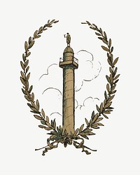 Napolean tower with laurel wreath psd.   Remastered by rawpixel