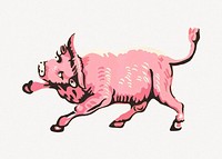 Harold Merriam's pink bull illustration psd.    Remastered by rawpixel