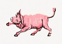 Harold Merriam's pink bull illustration.    Remastered by rawpixel