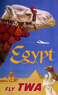 Egypt. Fly TWA (1960) vintage poster by David Klein. Original public domain image from the Library of Congress. Digitally enhanced by rawpixel.