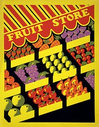 Fruit store (1936) vintage poster by Federal Art Project. Original public domain image from the Library of Congress. Digitally enhanced by rawpixel.