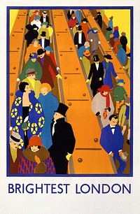 Brightest London is best reached by Underground (1924) lithograph poster by Horace Taylor. Original public domain image from the Library of Congress.