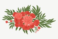 Red flower arrangement clipart psd