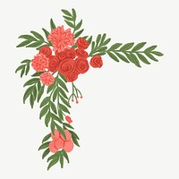 Red flower border clipart psd