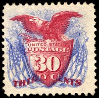 30c Shield, Eagle and Flags re-issue single