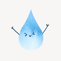 Happy water drop, watercolor clipart psd