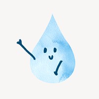 Happy water droplet, watercolor clipart psd