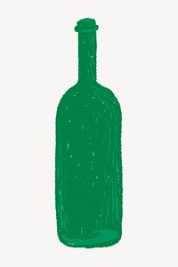 Green bottle illustration collage element psd