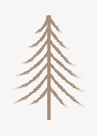 Pine tree doodle collage element psd