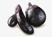 Aubergines vegetable collage element, isolated image