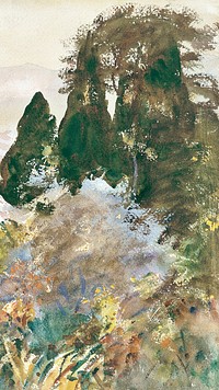 Granada nature painting iPhone wallpaper, John Singer Sargent's artwork, remixed by rawpixel