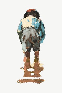 Boys Wading, Winslow Homer's collage element psd, remixed by rawpixel